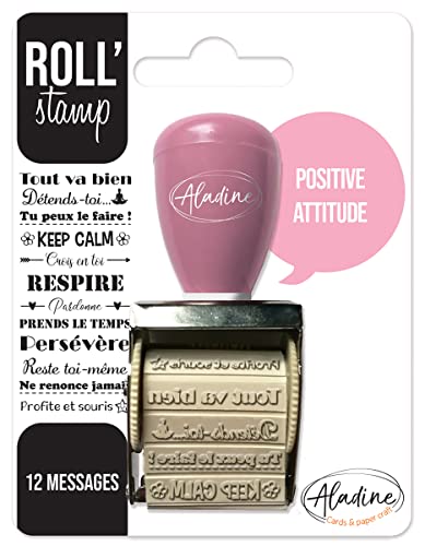 Aladine - Roll' Stamp Positive Attitude - Radstempel - 12 Botschaften zum Stempeln überall - Ideal für Bullet Journals, Scrapbooking 02161 schwarz von Aladine
