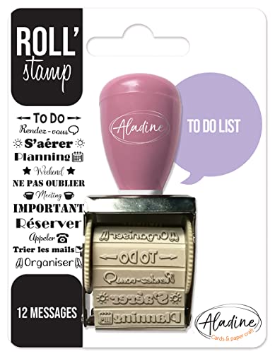 Aladine - Roll' Stamp To Do List – Stempel mit Scrollrad – 12 Stempelnachrichten – Ideal für Bullet Journal, Scrapbooking 02164 3,5 x 8 x 10,5 Schwarz von Aladine