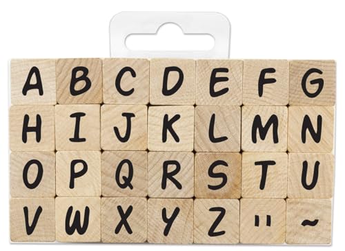 Aladine - Stampo Alphabet Medium – Set mit Alphabet-Stempeln aus Holz – Scrapbooking – Karten Bullet Journal – Stempel Größe M von Aladine