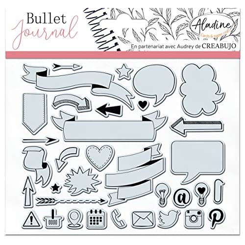 Aladine - Stampo Bullet Clear Bänder & Icons – Stempel aus Schaumstoff, Silikondruck – ideal für Bullet Journal, Scrapbooking, Notizbücher – kreative Freizeit DIY von Aladine