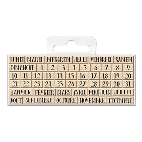 Mini-Stempel aus Holz – Kalender – Monat Tage Termine – 0,6 bis 1,7 cm – 50 Stück von Aladine