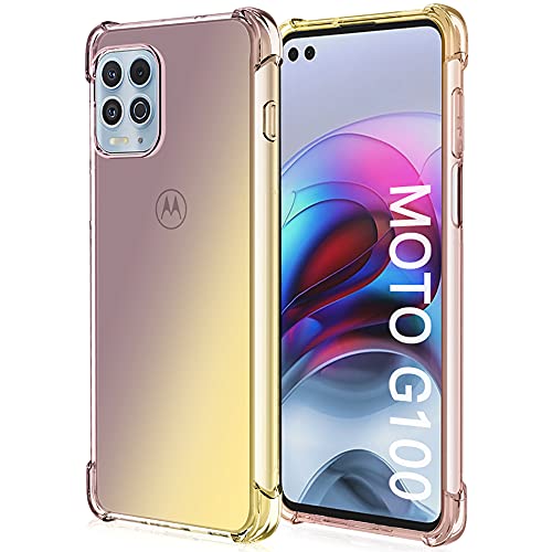 ALAMO Bunt Farbverlauf Hülle für Motorola Moto G100, Durchscheinend TPU Silikon Handyhülle mit StoßFest Bumper - Schwarz Gold von Alamo