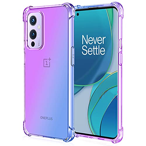 Alamo Bunt Farbverlauf Hülle für OnePlus 9, Durchscheinend TPU Silikon Handyhülle mit StoßFest Bumper - Lila Blau von Alamo