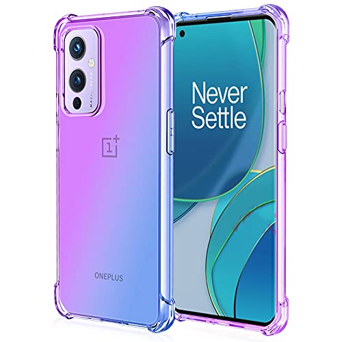 ALAMO Bunt Farbverlauf Hülle für OnePlus 9, Durchscheinend TPU Silikon Handyhülle mit StoßFest Bumper - Lila Blau von Alamo