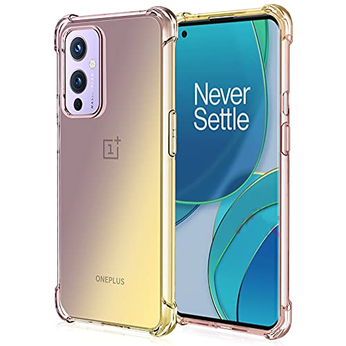 Alamo Bunt Farbverlauf Hülle für OnePlus 9 Pro, Durchscheinend TPU Silikon Handyhülle mit StoßFest Bumper - Schwarz Gold von Alamo