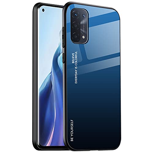 ALAMO Farbverlauf Glas Hülle für Oppo A74 (4G Version), Bunt Panzerglas Handyhülle TPU Silikon Schutzhülle - Farbe 7 von Alamo