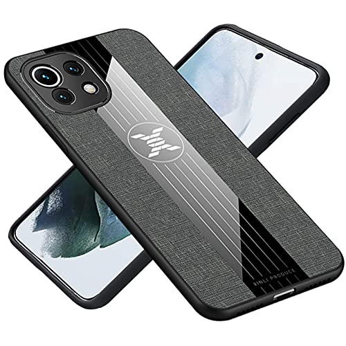 Alamo Hülle Kompatibel Xiaomi MI 11 Lite (4G / 5G / 5G NE Edition), Premium TPU Silikon Stoff Hybrid Stoßfest Schutz Fall Case, Stylisch Handy Cover - Grau von Alamo