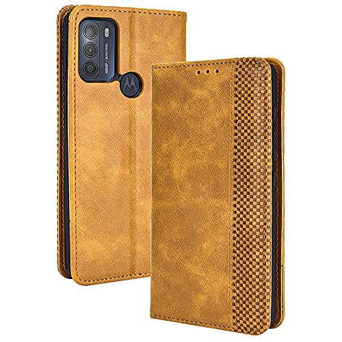 Alamo Retro Klapp Hülle für Motorola Moto G50, Premium PU Leder Handyhülle mit Kartenfächer und Geldbeutel - Braun von Alamo