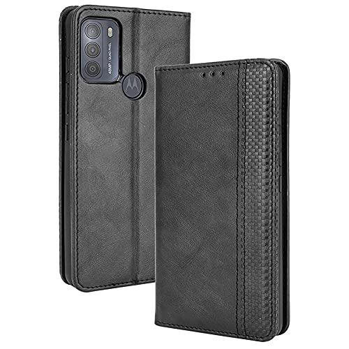 ALAMO Retro Klapp Hülle für Motorola Moto G50, Premium PU Leder Handyhülle mit Kartenfächer und Geldbeutel - Schwarz von Alamo