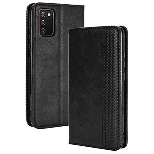 Alamo Retro Klapp Hülle für Samsung Galaxy A02s, Premium PU Leder Handyhülle mit Kartenfächer und Geldbeutel - Schwarz von Alamo