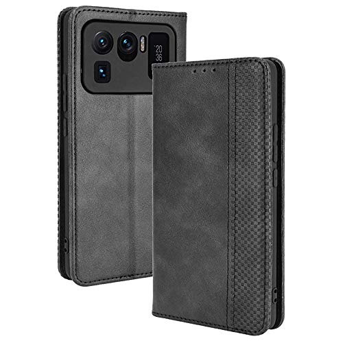 Alamo Retro Klapp Hülle für Xiaomi MI 11 Ultra, Premium PU Leder Handyhülle mit Kartenfächer und Geldbeutel - Schwarz von Alamo