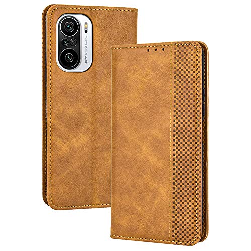Alamo Retro Klapp Hülle für Xiaomi Poco F3 / MI 11i 5G, Premium PU Leder Handyhülle mit Kartenfächer und Geldbeutel - Braun von Alamo