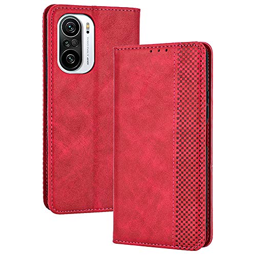Alamo Retro Klapp Hülle für Xiaomi Poco F3 / MI 11i 5G, Premium PU Leder Handyhülle mit Kartenfächer und Geldbeutel - Rot von Alamo