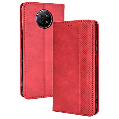 Alamo Retro Klapp Hülle für Xiaomi Redmi Note 9T 5G, Premium PU Leder Handyhülle mit Kartenfächer und Geldbeutel - Rot von Alamo