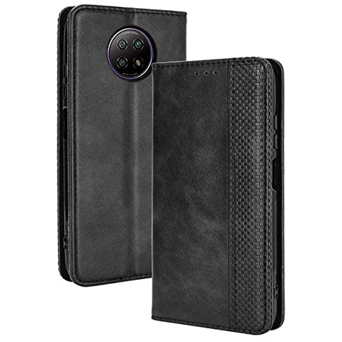 Alamo Retro Klapp Hülle für Xiaomi Redmi Note 9T 5G, Premium PU Leder Handyhülle mit Kartenfächer und Geldbeutel - Schwarz von Alamo