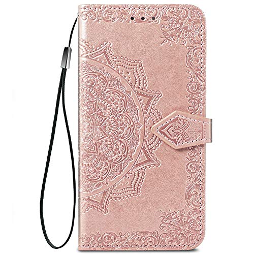 ALAMO Schutzhülle aus Mandala, für Samsung Galaxy A52/A52 5G/A52S 5G, Premium-PU-Leder, mit Kartenfächern, Roségold von Alamo