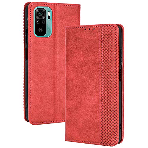 ALAMO Schutzhülle aus Retro-Leder für Xiaomi Redmi Note 10 4G / Note 10S, Prima Schutzhülle mit Kartenfach, Rot von Alamo
