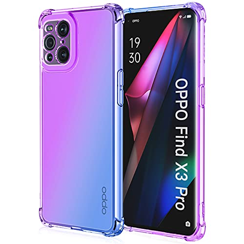 ALAMO Schutzhülle für Oppo Find X3 Pro, transparent, TPU, Silikon, stoßfest, Blau/Violett von Alamo