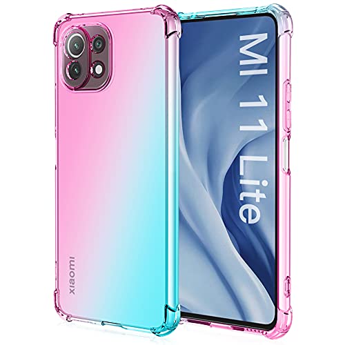 ALAMO Schutzhülle für Xiaomi MI 11 Lite (4G/5G/5G NE Edition), transparent, TPU, Silikon, stoßfest, Rosa Grün von Alamo