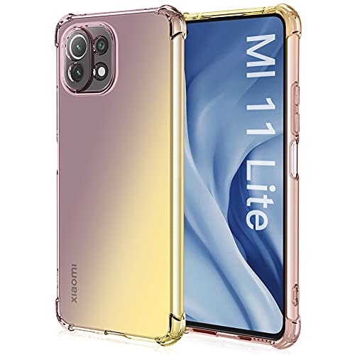 ALAMO Schutzhülle für Xiaomi MI 11 Lite (4G/5G/5G NE Edition), transparent, TPU, Silikon, stoßfest, goldfarben, Schwarz von Alamo