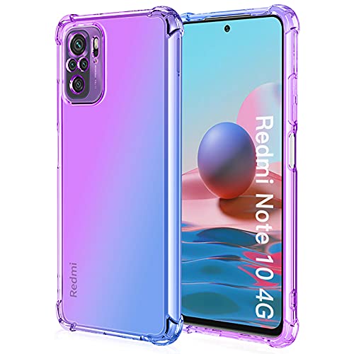 ALAMO Schutzhülle für Xiaomi Redmi Note 10 4G/Note 10S, transparent, TPU, Silikon, stoßfest, Blau/Violett von Alamo