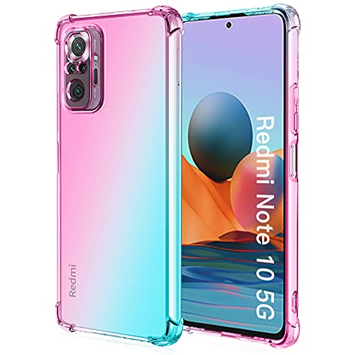 ALAMO Schutzhülle für Xiaomi Redmi Note 10 5G/Poco M3 Pro, transparent, TPU, Silikon, stoßfest, Rosa Grün von Alamo