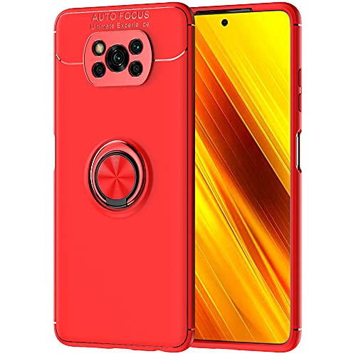 ALAMO Silikon Hülle für Xiaomi Poco X3 Pro / X3 NFC, StoßFest Handyhülle mit Ring Halterung - Rot von Alamo