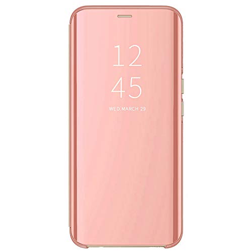 ALAMO Spiegel Flip Hülle für Oppo Realme 8 4G / Realme 8 Pro, Premium Smart View Handyhülle mit Zeit Fenster - Roségold von Alamo