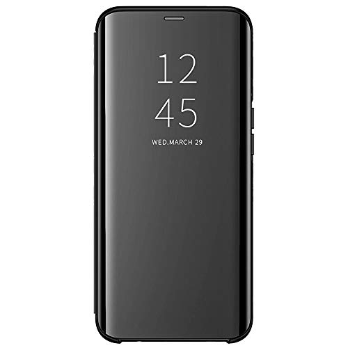 ALAMO Spiegel Flip Hülle für Samsung Galaxy A12 / A12 Nacho / M12, Premium Smart View Handyhülle mit Zeit Fenster - Schwarz von Alamo