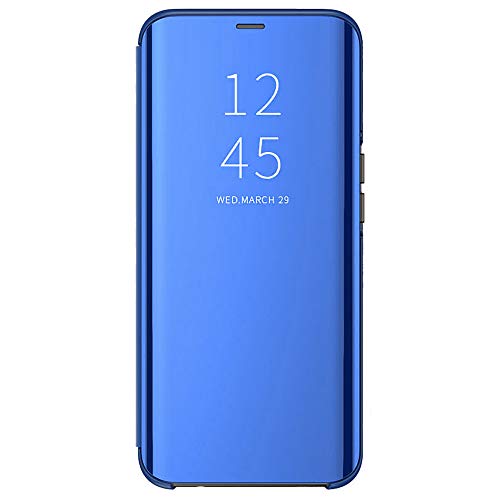 ALAMO Spiegel Flip Hülle für Samsung Galaxy A52 / A52 5G / A52S 5G, Premium Smart View Handyhülle mit Zeit Fenster - Blau von Alamo