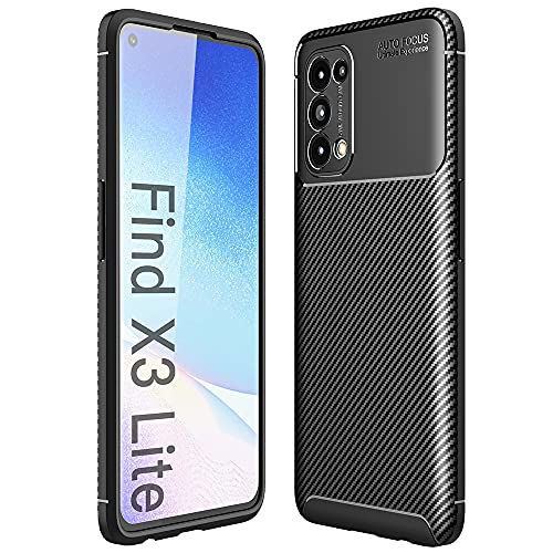 Alamo Ultra Silicone Hülle für Oppo Find X3 Lite, Kohle Faser StoßFest Bumper Handyhülle - Schwarz von Alamo