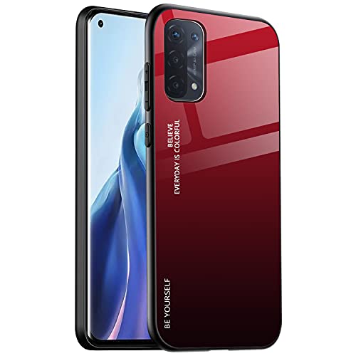 Alamo Farbverlauf Glas Hülle für Oppo A74 (4G Version), Bunt Panzerglas Handyhülle TPU Silikon Schutzhülle - Farbe 5 von Alamo