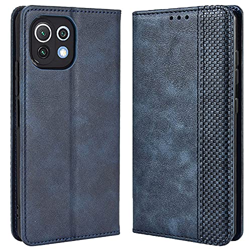 Alamo Retro Klapp Hülle für Xiaomi MI 11 Lite (4G / 5G / 5G NE Edition), Premium PU Leder Handyhülle mit Kartenfächer und Geldbeutel - Blau von Alamo