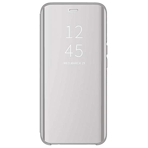 Alamo Spiegel Flip Hülle für Samsung Galaxy A52 / A52 5G / A52S 5G, Premium Smart View Handyhülle mit Zeit Fenster - Silber von Alamo