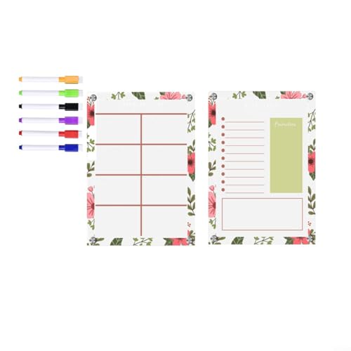 Alanmoship Magnetischer Kalender, Kühlschrank, Wochenplaner, Menütafel, Set mit 6 Markern für die Küche, Organisation, Familiennachricht, trocken abwischbar, transparent, 2 Stück (TYU058) von Alanmoship