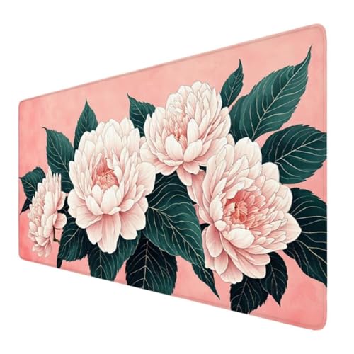 Blume Mauspad XXL 900x400x3mm, Groß Gaming Mauspad Rosa Wetterfest Anti-Rutsch Schreibtisch Mouse Pad verbessert Präzision und Geschwindigkeit, Gaming Zubehör für Home Zimmer Deko Geschenk VO-428 von Alaoan