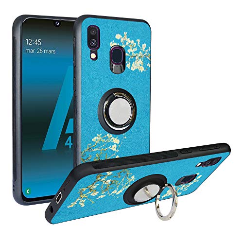 Alapmk Kompatibel mit Samsung Galaxy A40 2019 Hülle, Pattern Design [Kratzfest] TPU Schutzhülle Hülle mit Metallfingerringständer [Magnetic Car Mount], Stoßfest Handyhülle Cover für Galaxy A405,Flower von Alapmk