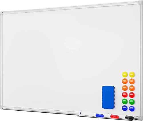 Alaskaprint Whiteboard magnetisch Magnettafel Magnetwand beschreibbar Pinnwand Tafel mit Alurahmen inklusive 3 Stifte, 12 Magnete und Schwamm 60 cm x 90 cm (B x H von Alaskaprint