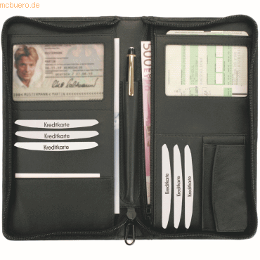 Alassio Reiseorganizer RFID Document Safe 22,5x13x3cm Leder schwarz von Alassio