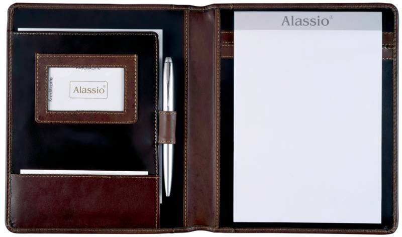 Alassio Schreibmappe , MONACO, , A5, Leder, dunkelbraun-antik von Alassio