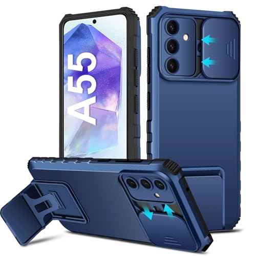 Albaityee Handyhülle Kompatibel mit Samsung Galaxy A55 5G Hülle, Gleiten Kameraschutz, A55 5G Handy Hüllen Cover mit Ständer Stoßfest Bumper Case Schutzhülle für Samsung A55 5G (Blau) von Albaityee