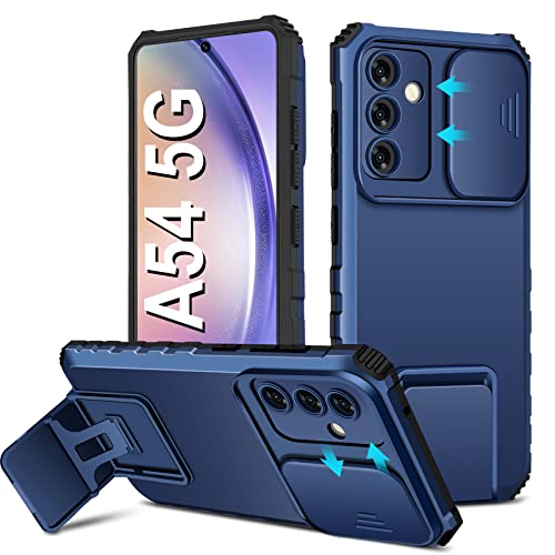Handyhülle Kompatibel mit Samsung Galaxy A54 5G Hülle, Slide Gleiten Kameraschutz, Galaxy A54 Handy Hüllen Cover mit Ständer Stoßfest Bumper Case Schutzhülle für Samsung A54 5G 6,4 Zoll (Blau) von Albaityee