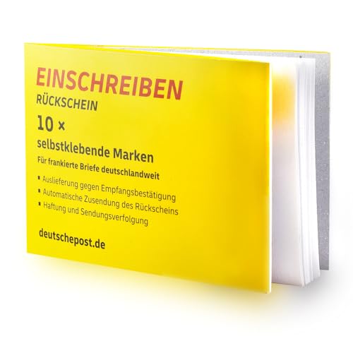 10 Stück selbstklebende Einschreiben-Briefmarken Rückschein Einschreiben-Marken Porto Etiketten Label Aufkleber Block mit Barcode | Auslieferung mit Empfangsbestätigung | Haftung & Sendungsverfolgung 10 Stück selbstklebende Einschreiben-Briefmarken Rückschein Einschreiben-Marken Porto Etiketten Label Aufkleber Block mit Barcode | Auslieferung mit Empfangsbestätigung | Haftung & Sendungsverfolgung von Albellion