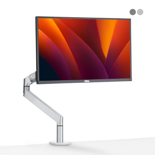 ALBERENZ® Einzel Monitorhalterung mit Gasfeder, Verstellbarer Monitorarm für 17-40" Monitore, ergonomisches Design, höhenverstellbar und neigbar, Farbe Silber von Alberenz