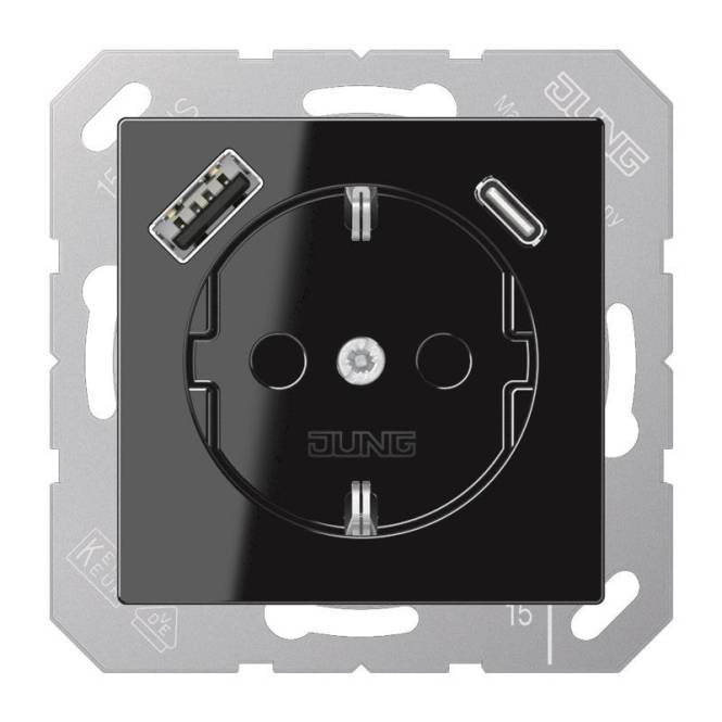 Jung SCHUKOsteckdose m.USB A1520-15CASW Typ AC Schwarz Jung SCHUKOsteckdose m.USB A1520-15CASW Typ AC Schwarz von Albrecht Jung GmbH & Co. KG