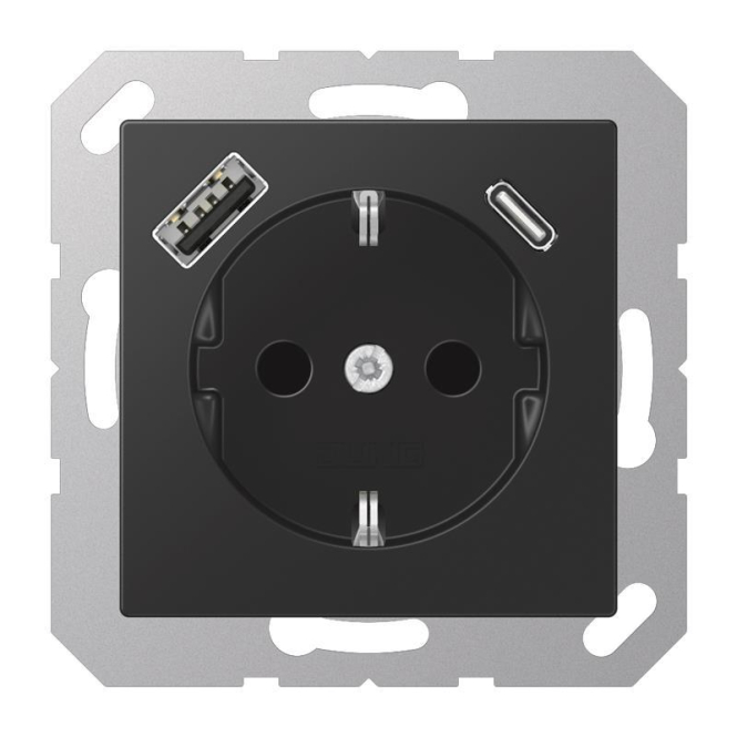 Jung SCHUKOsteckdose m.USB A1520-15CASWM Typ AC graphitschwarz Jung SCHUKOsteckdose m.USB A1520-15CASWM Typ AC graphitschwarz von Albrecht Jung GmbH & Co. KG