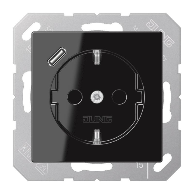 Jung SCHUKOsteckdose m.USB A1520-18CSW Typ C schwarz Jung SCHUKOsteckdose m.USB A1520-18CSW Typ C schwarz von Albrecht Jung GmbH & Co. KG