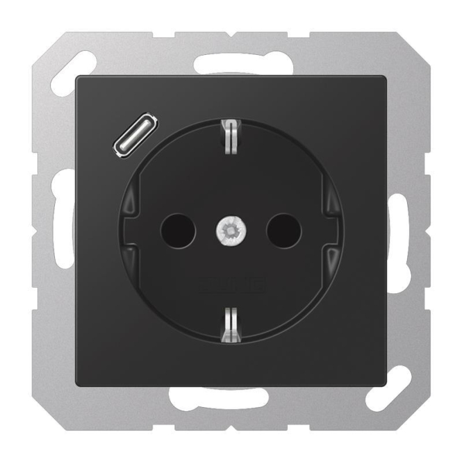 Jung SCHUKOsteckdose m.USB A1520-18CSWM Typ C graphitschwarz matt Jung SCHUKOsteckdose m.USB A1520-18CSWM Typ C graphitschwarz matt von Albrecht Jung GmbH & Co. KG