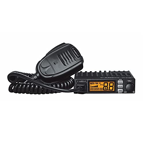 Albrecht AE 6120 VOX Mini CB-Funkgerät 12620, 4 Watt AM/FM mit integrierter VOX-Funktion zum freihändigen Sprechen, RJ45 Mikrofonbuchse, großes LCD-Display, inkl. Halterung, schwarz von Albrecht