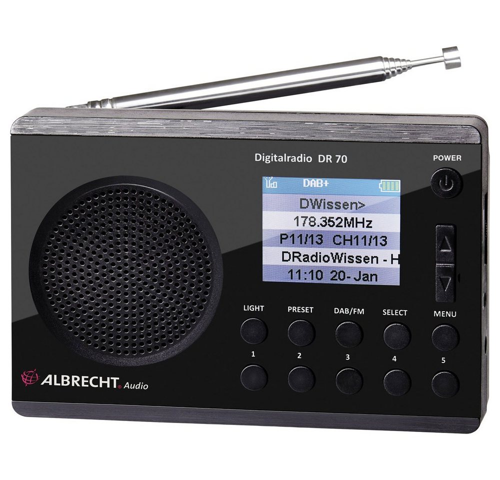 Albrecht Albrecht DR 70 Kofferradio DAB+, UKW Taschenlampe Schwarz Radio Albrecht Albrecht DR 70 Kofferradio DAB+, UKW Taschenlampe Schwarz Radio von Albrecht